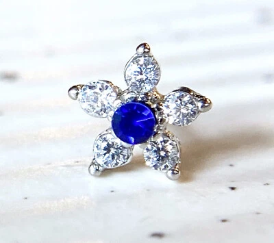 1 pieza Seis CZ Gema Pavimentada Flor Top 20g L-Doblación Nariz Anillo Perno Tornillo Acero Quirúrgico Foto 1 de 4