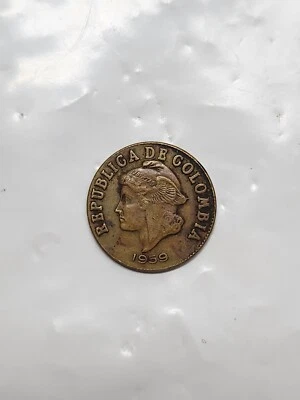 Colombia II 1959 centavos cabeza alada, circulada Foto 1 de 2