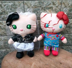 USA SELLER Plush Set Chucky & Tiffany Bride Dolls Hello Kitty Valentines - Picture 1 of 5