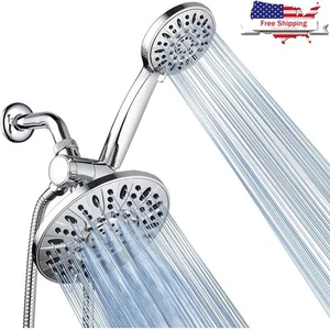 High Pressure 7 Inch Rain Showerhead Handheld W/ 6 Settings 3 Way Diverter New - Picture 1 of 6