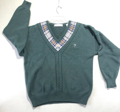 Suéter tejido cuello en V vintage John Ashford Golf para hombre 2XL verde preppy 100 % algodón Foto 1 de 4