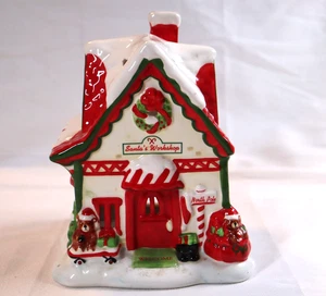 Vintage The White Barn Candle Co. Santa's Workshop Christmas Village Luminary - Bild 1 von 8