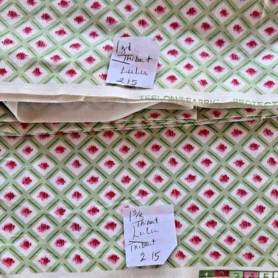 2 Yards Thibaut Lulu Printed Cotton Drapery Fabric 2 Individual Yards Pink Green - Image 1 of 4