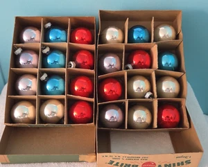 Vintage MCM SHINY BRITE Christmas Tree Ornaments Assorted Glass Lot 24 USA MADE - Picture 1 of 7