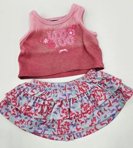 Build-A-Bear Workshop Limited Pink Ombre Tank Top & Multicolored Skirt BABW Set - Picture 1 of 7
