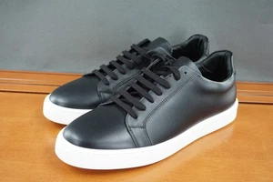 Bruno Magli Daniel Shoes Mens Size 9.5 Black Leather Lace Up Comfort Sneakers - Picture 1 of 11