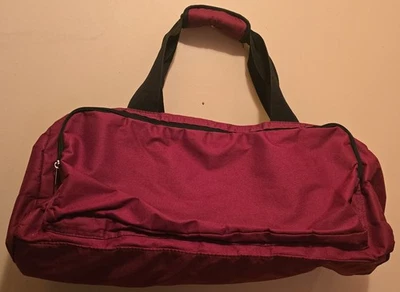 Red Duffle Bag with Shoulder Strap Handles; Outside Pocket; 19"x8"x9" - Image 1 of 3
