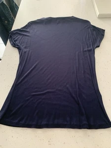 Reiss Slash Neck Cap Sleeve Size Small 10 Navy Blue Top T-shirt - Picture 1 of 6
