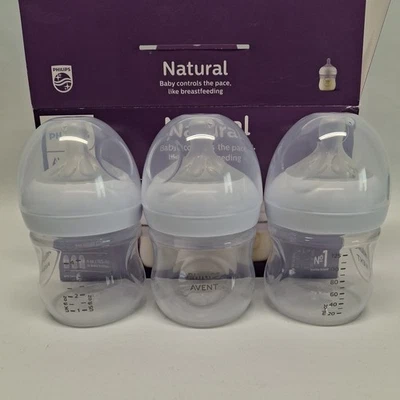 Biberón natural Philips AVENT con pezón de respuesta natural transparente 4 oz. Pack de 3 Foto 1 de 4