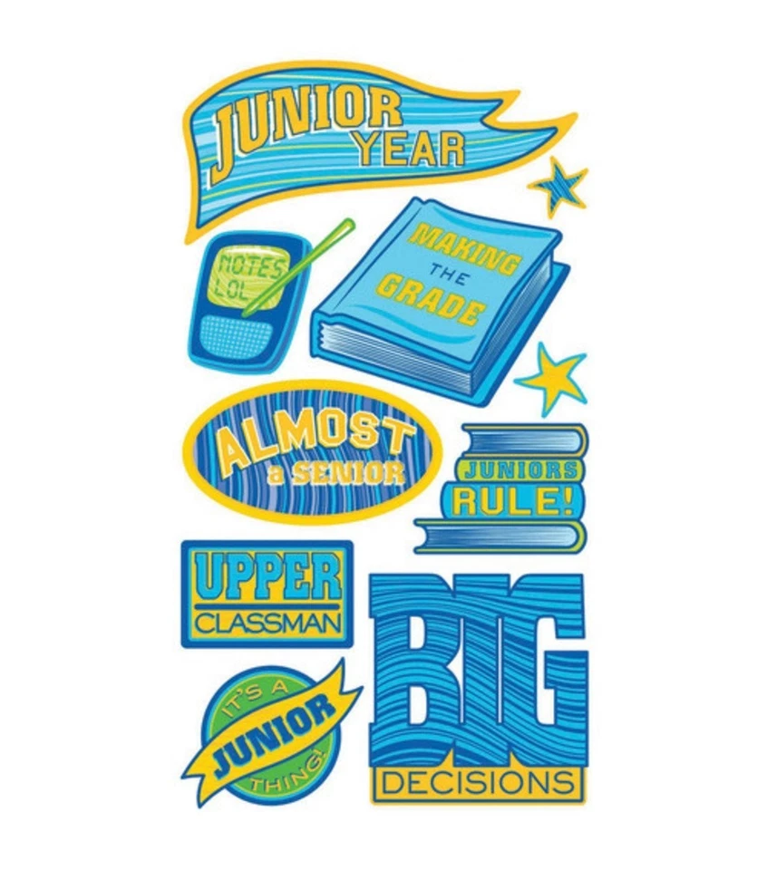 Junior Year Sticko Scrapbook Stickers - High School Graduation NIP Free Shipping - Image 1 of 1