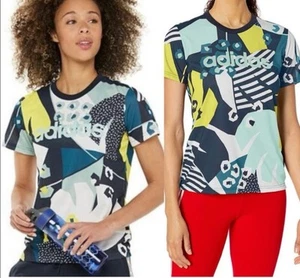 Camiseta Adidas X Farm Rio S Verde Amarillo Floral Manga Corta - Imagen 1 de 4