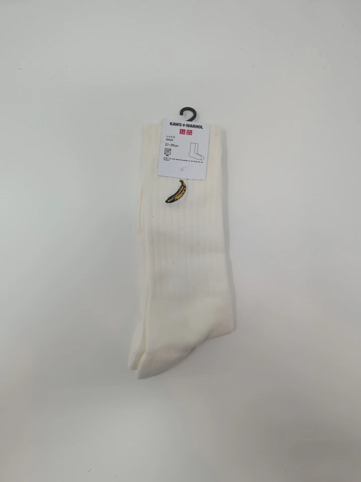 NWT Uniqlo Japan Kaws X Warhol Banana Cookie Socks 27-29cm (Adults US Size 9-11) - Image 1 of 2