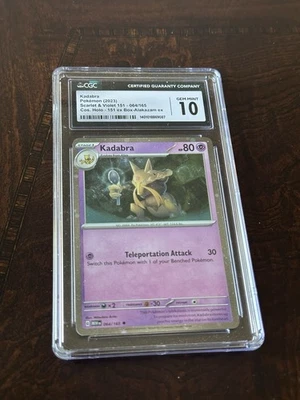 Pokemon Kadabra Scarlet & Violet 064/165 Cosmos Holo Swirl Holo Bleed CGC 10 Gem - Image 1 of 2