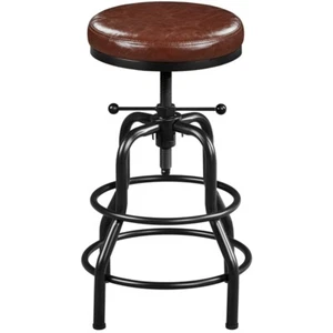 Counter Height Stool Industrial Bar Stool Leather Stool Stool for Kitchen Brown - Picture 1 of 10
