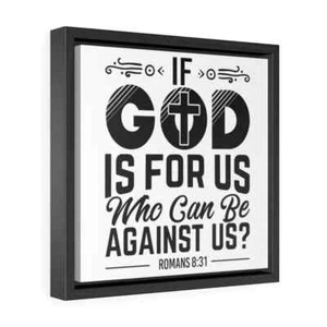 Square Framed Premium Gallery Canvas Wrap "If God is For Us" - Picture 1 of 12
