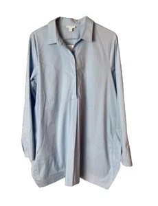J. Jill Shirt Women’s Medium Blue Cotton Blouse With Pockets NEW - Picture 1 of 6