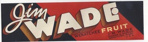 Etiqueta original de caja de frutas Jim Wade Wenatchee Wash rayas rojas - Imagen 1 de 1