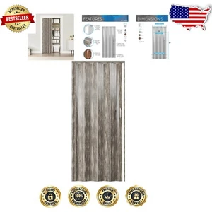 36" Foldable Accordion Doors - Heavy Duty PVC Room Divider in Taupe - Picture 1 of 11
