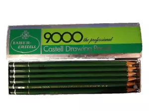 VTG A.W FABER CASTELL DRAWING 9000 H PENCILS BOX OF 12 SHARPENED MADE IN GERMANY - Picture 1 of 6