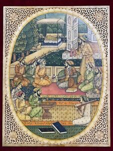 Painting Of Mughal Darbar Dynasty Court Scene Indian Hand Painted Miniature Art