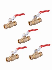 EFIELD 5 PCS 1/2 Inch Compression Full Port 600WOG Brass Ball Valve, Lead Free - Picture 1 of 4