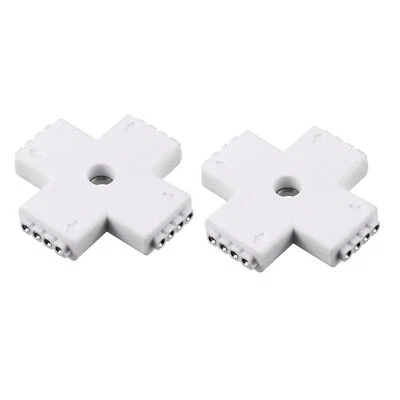2 x Conector LED Tira de luz Cruz 4P 10mm (5050) Tira de luz LED de extensión - Imagen 1 de 3