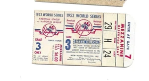 1952 New York Yankees Baseball Game 3  World Series Ticket Stub VS Dodgers - Picture 1 of 2