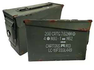 Used 2 Pack Of U.S. G.I. M19A1 30 CAL Metal Ammo Can 7.62mm Box *mocinc.1982* - Picture 1 of 4