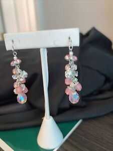 Pink and White Dangling Earrings 