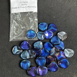 CZECH 14mm Rose Petal Beads Purple, Blue, Grey Mix From Jewellery Maker - Picture 1 of 2