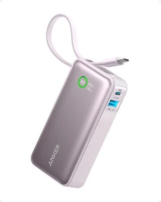 Carregador portátil Anker Power Bank 10000mAh 30W com USB-C&USB-A, cabo embutido - Imagem 1 de 4