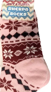 Sherpa gefütterte Socken Einheitsgröße Damen Urlaub Weihnachtsgeschenk Winterspitze PINK - Bild 1 von 6