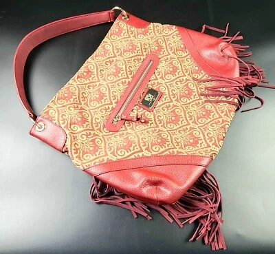 Hermoso Bolso de Hombro Sharif 1827 Rojo con Flecos y Tela Foto 1 de 4
