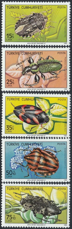Turquía 1983 insectos dañinos Sc-B196-B200 MNH OG - vendedor de EE. UU. Foto 1 de 1