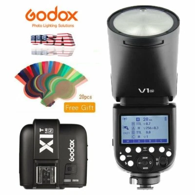Godox V1-N 76Ws GN92 2.4G TTL Round Head Speedlite For Nikon + X1T-N Trigger US - Image 1 of 4