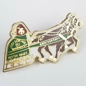 1981 Jackson Hole Wyoming Cutter Race Horse Chariot Vintage Shriners Pin - Picture 1 of 3