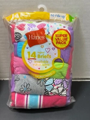 NEW Hanes Super Value 14 Pack Brief Underwear~Girls's size 6~Cotton~ - Image 1 of 3