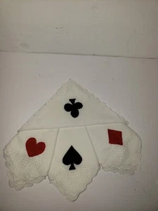 Vtg Set SOUVENIR PHILIPPINES Hand EMBROIDERED NAPKINS BRIDGE POKER CARD Suits  - Picture 1 of 9