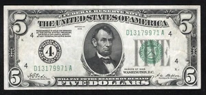 ⭐⭐ 1928 $5 CLEVELAND NUMERICAL FRN REDEEMABLE IN GOLD Fr 1950-D 79971 - Picture 1 of 2
