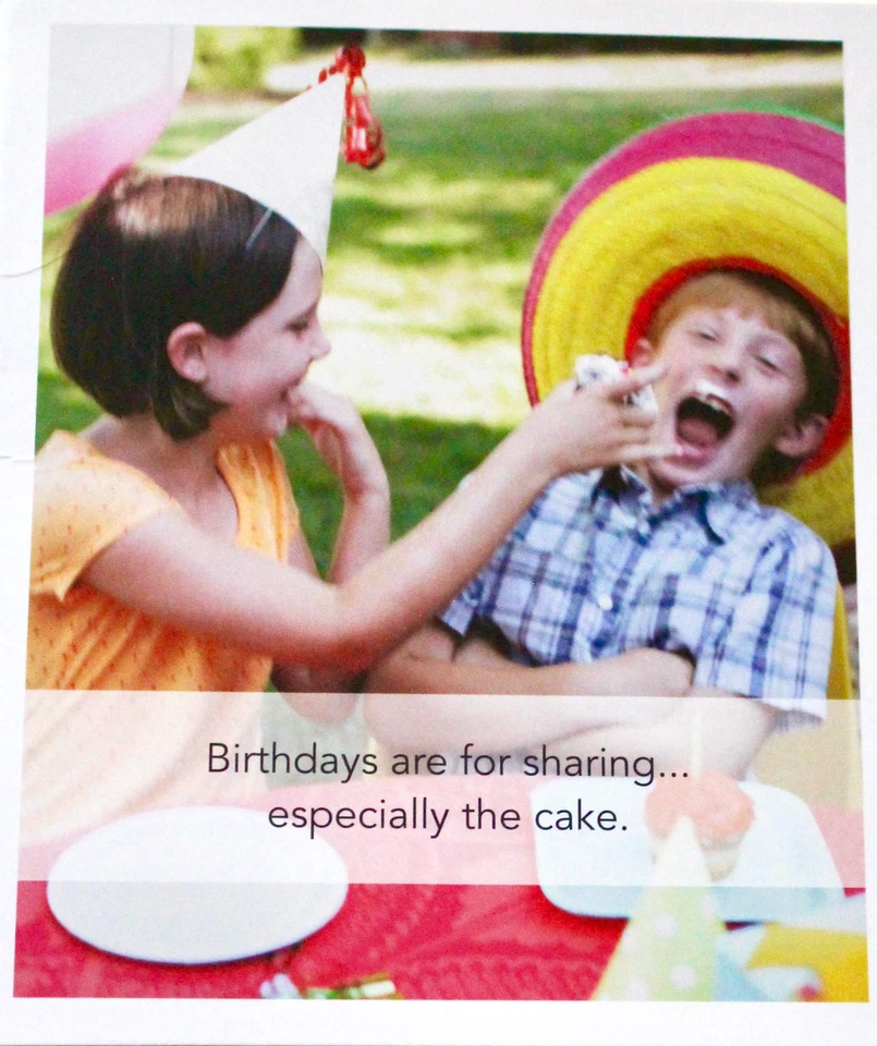 Birthdays are for sharing... especially cake greetings card & envelope, humour - Image 1 of 1