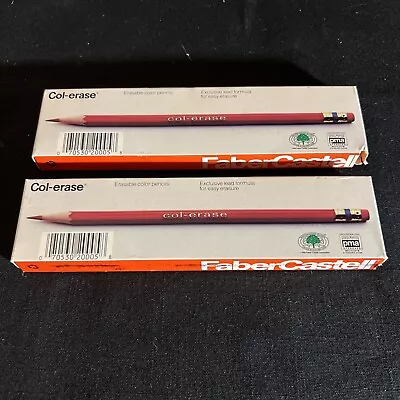23 New Col-erase Faber Castell 1277 Carmine erasable color Red pencils draw NOS - Image 1 of 4