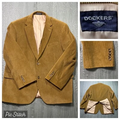 Dockers Blazer Corduroy Sport Coat Mens 48R 2 Button Jacket Caramel Brown Casual - Image 1 of 4