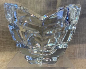 Lenox Ovations WAVES Clear Lead Crystal Nut Candy Dish Bowl Votive 4.5" Signed - Picture 1 of 8