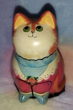 Vintage De Bethel Pottery Victorian Cat with Pink Sweater 4.5"