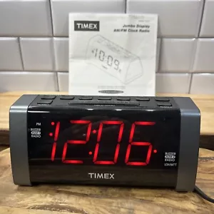 Timex T235Y Double Alarm AM/FM Clock Radio Black w/ Jumbo Red Numbers - Picture 1 of 9