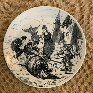 Creil & Montereau L'ADROITE PRINCESSE 8" Faience Plate France Black White - Picture 1 of 10