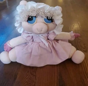 Vintage, selten, Muppet Baby Mrs. Piggy Stofftier Plüsch mit rosa Spitze Outfit - Bild 1 von 18