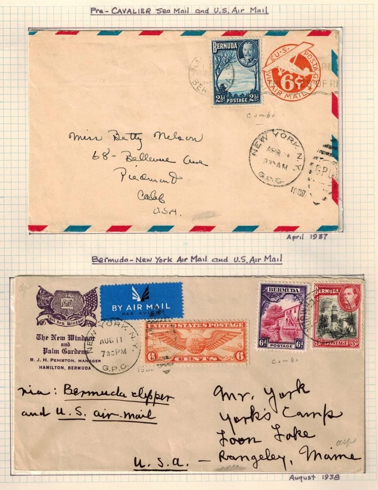 Bermuda to USA Seamail & US Airmail Dual Currency Covers RARE - Image 1 of 1