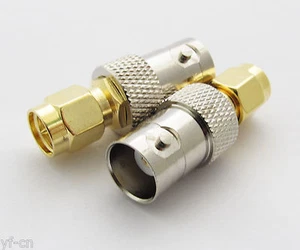 1pc Nickel BNC Female to Gold SMA Male Straight RF Coaxial Connector Adapter - Picture 1 of 4