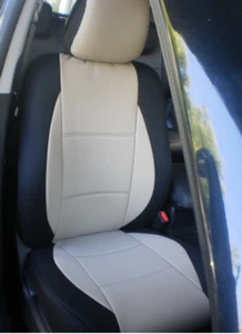 CAR SEAT COVERS (2 pcs) | Made for BMW | Leatherette & Synthetic | Tan Beige - Imagen 1 de 9